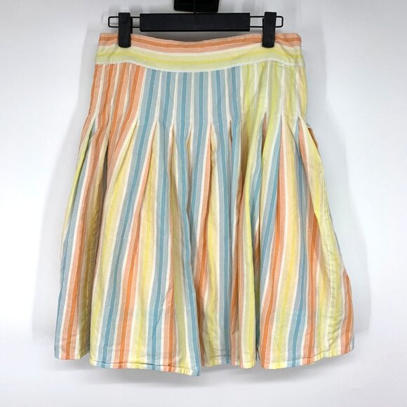 Odille Dresses & Skirts - Anthropologie Odille Skirt Stripe Pleated Pastel Yellow Blue ALine
